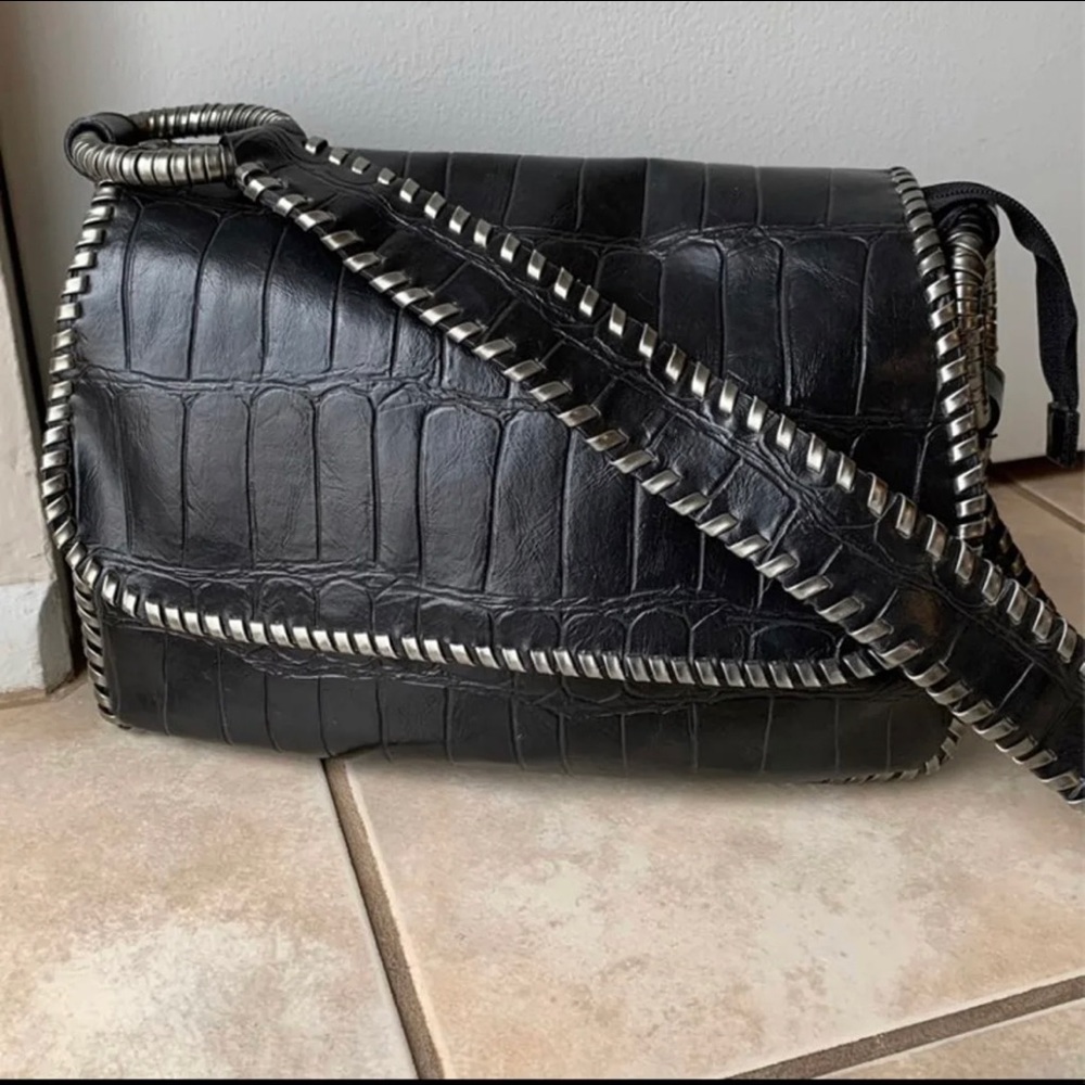 Braccialini embossed leather hobo bag